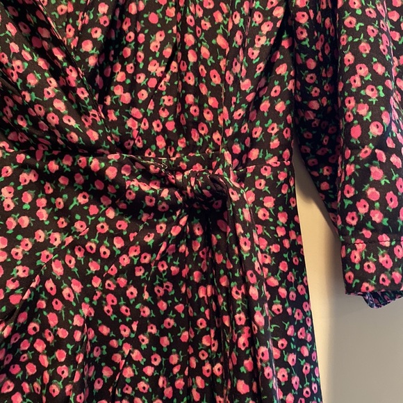 Only worn twice, Rebecca Taylor midi dress with pink floral print and side waist - Picture 4 of 9